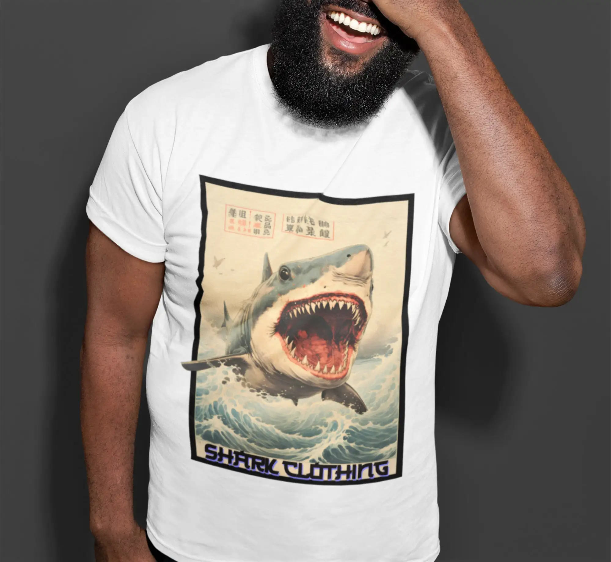 Japanese Lifestyle Gifts - Japanese shark T Shirt Heavy Cotton